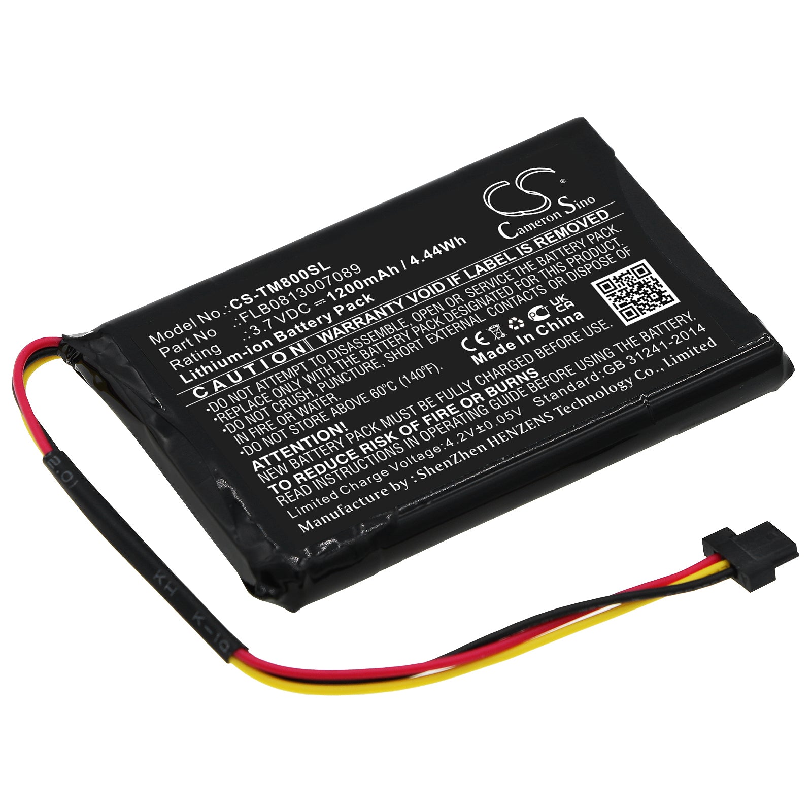 3.7V 1200mAh/4.44Wh Li-ion GPS/Navigator Battery for TomTom