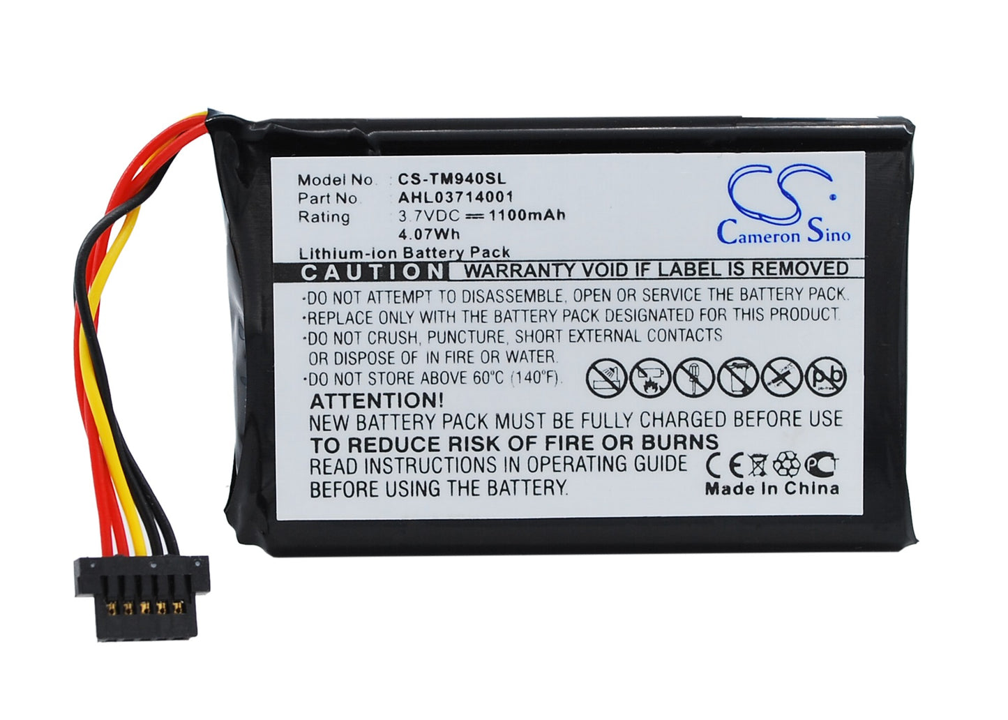 3.7V 1100mAh Li-ion GPS/Navigator Battery for TomTom
