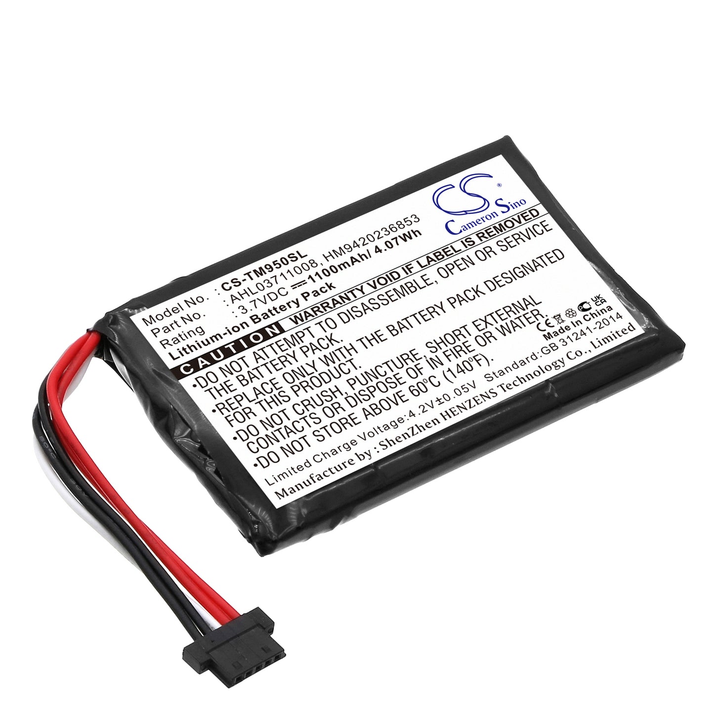 3.7V 1100mAh/4.07Wh Li-ion GPS/Navigator Battery for TomTom