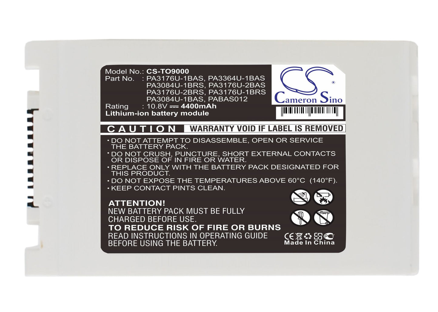 10.8V 4400mAh Li-ion Notebook/Laptop Battery for Toshiba