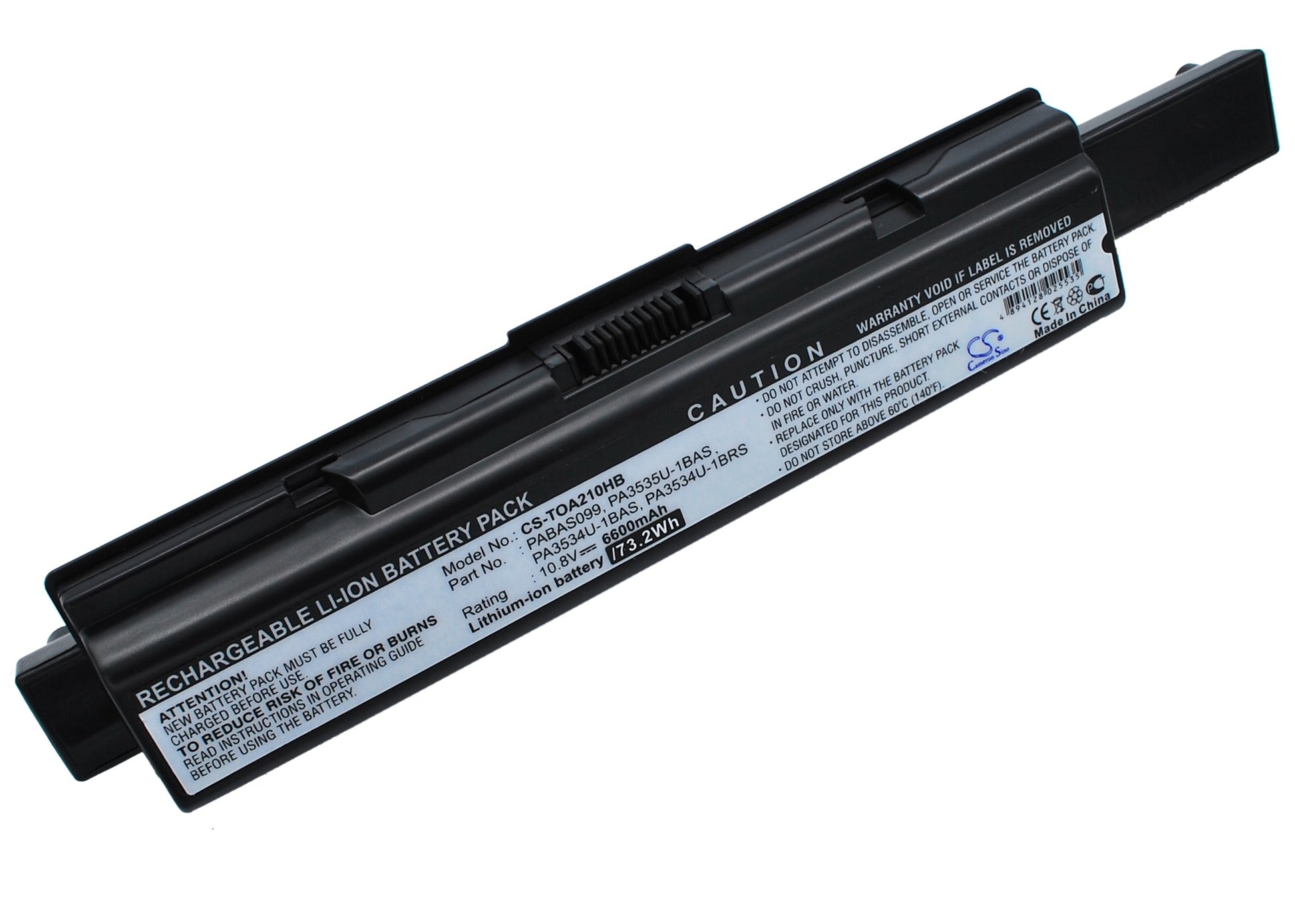 10.8V 6600mAh/71.28Wh Li-ion Notebook/Laptop Battery for Toshiba