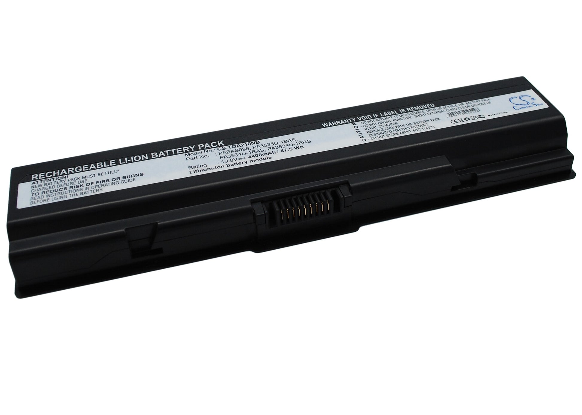 10.8V 4400mAh/47.52Wh Li-ion Notebook/Laptop Battery for Toshiba