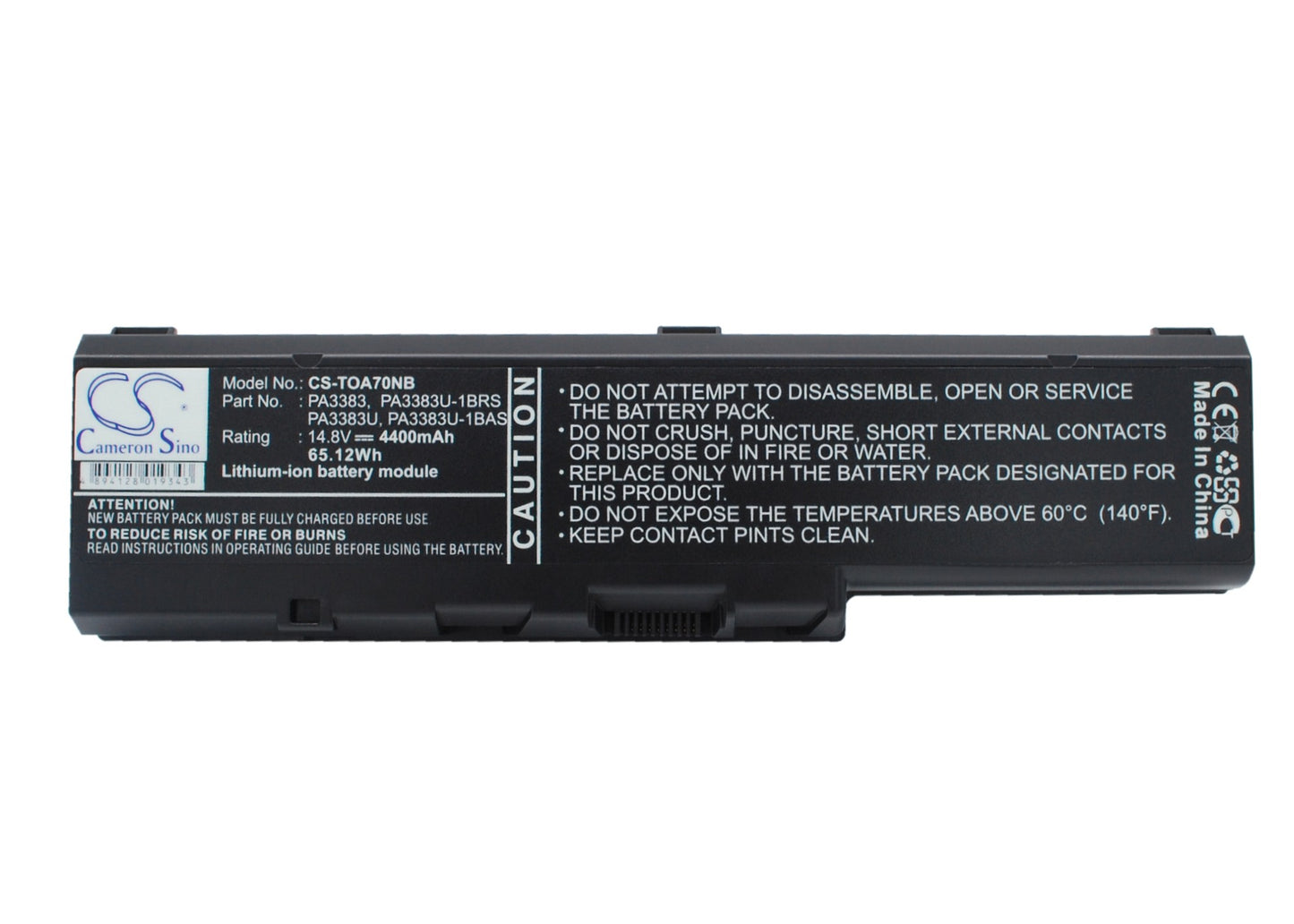 14.8V 4400mAh/65.12Wh Li-ion Notebook/Laptop Battery for Toshiba
