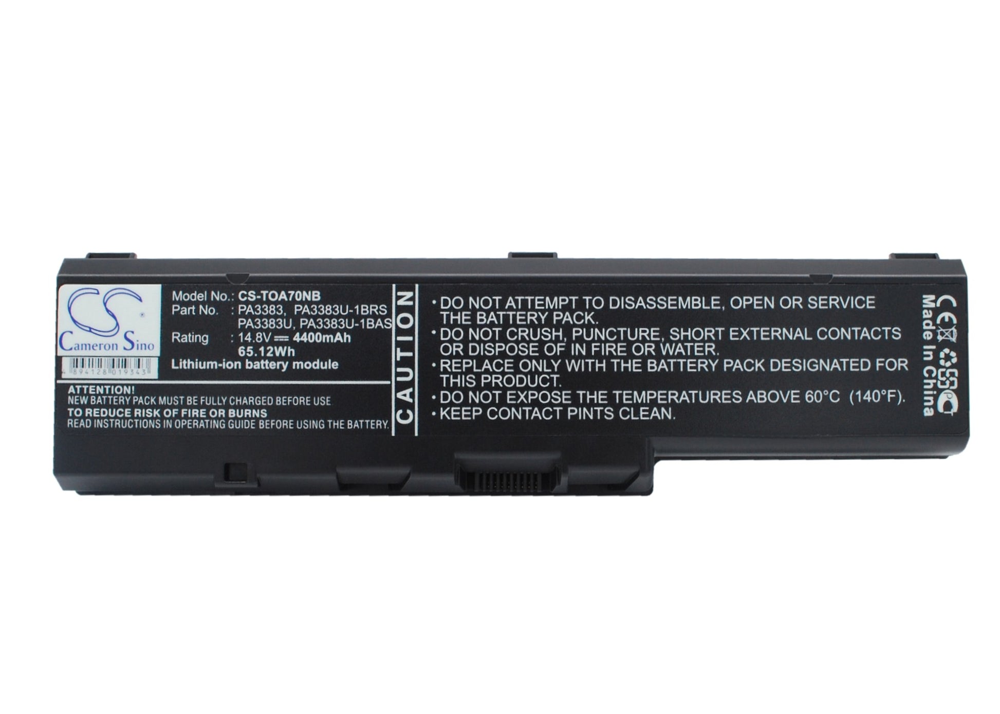 14.8V 4400mAh/65.12Wh Li-ion Notebook/Laptop Battery for Toshiba