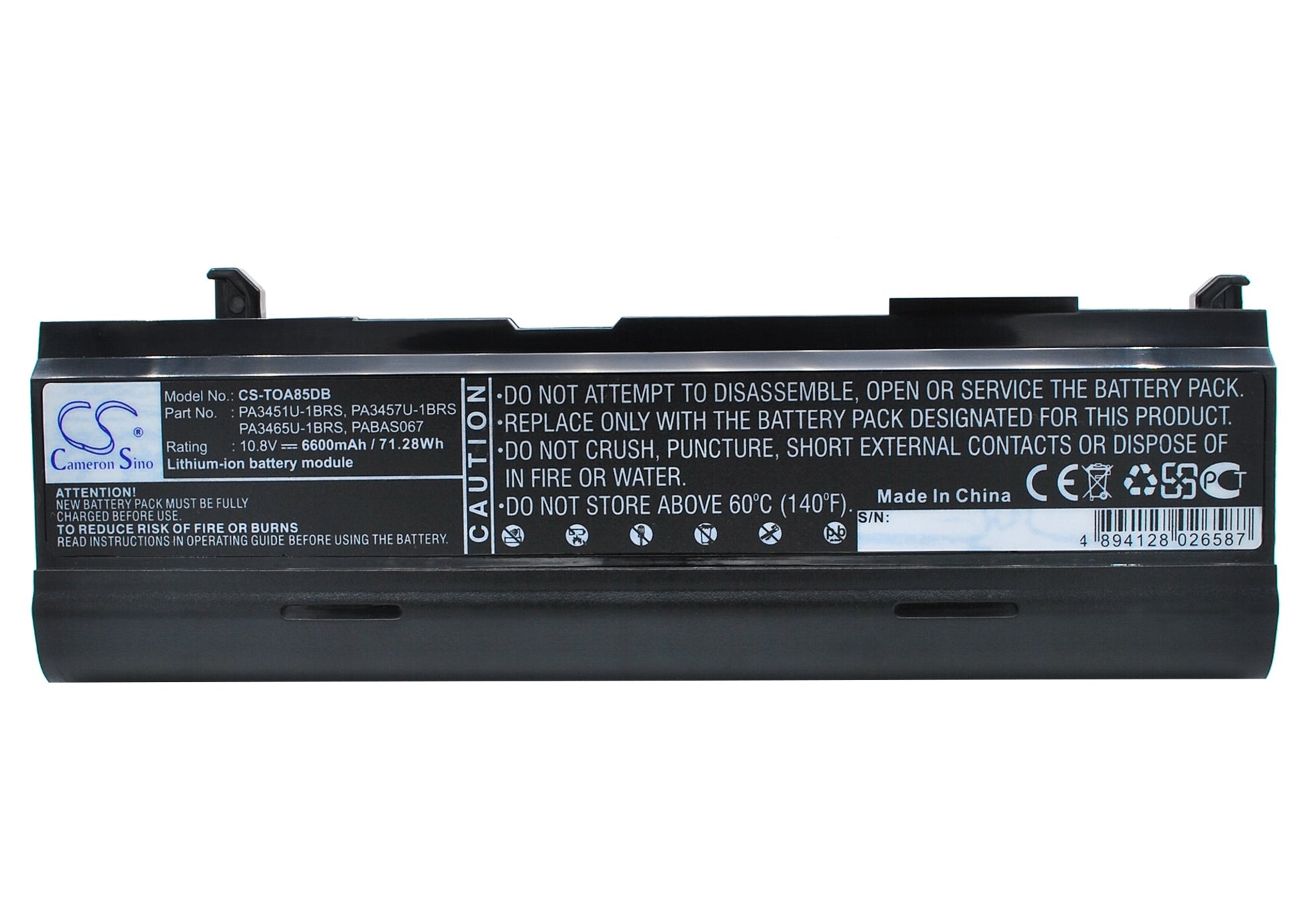 10.8V 6600mAh Li-ion Notebook/Laptop Battery for Toshiba