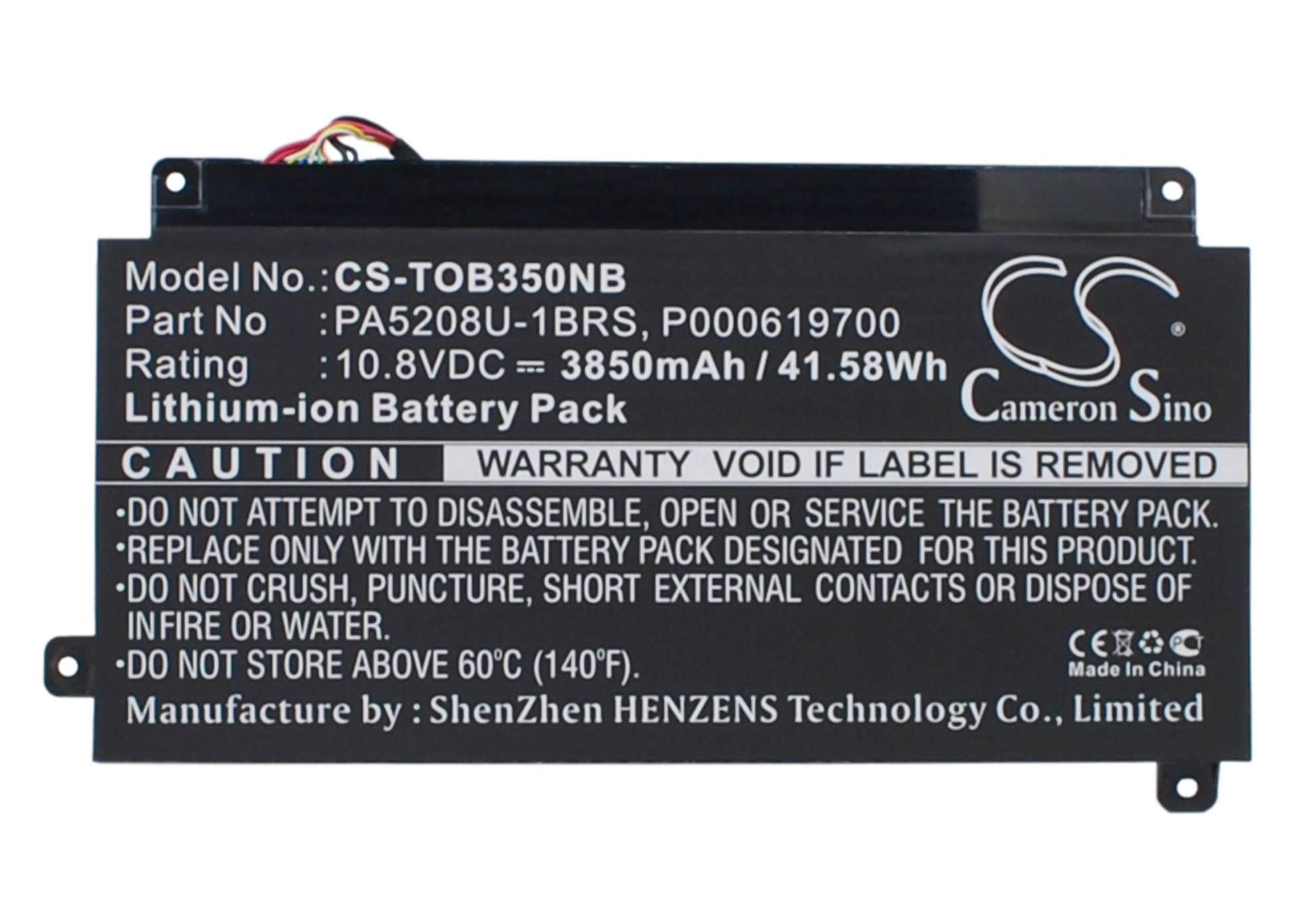 10.8V 3850mAh/41.58Wh Li-Polymer Notebook/Laptop Battery for Toshiba