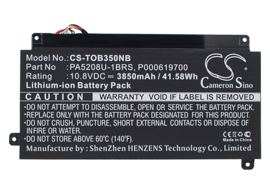 10.8V 3850mAh/41.58Wh Li-Polymer Notebook/Laptop Battery for Toshiba