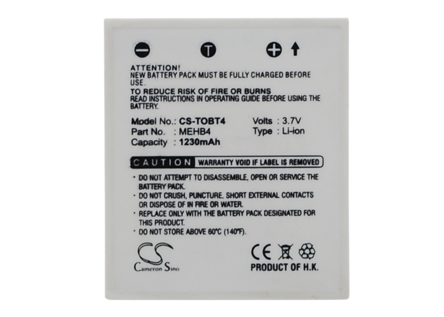 3.7V 1230mAh Li-ion Camera Battery for Toshiba