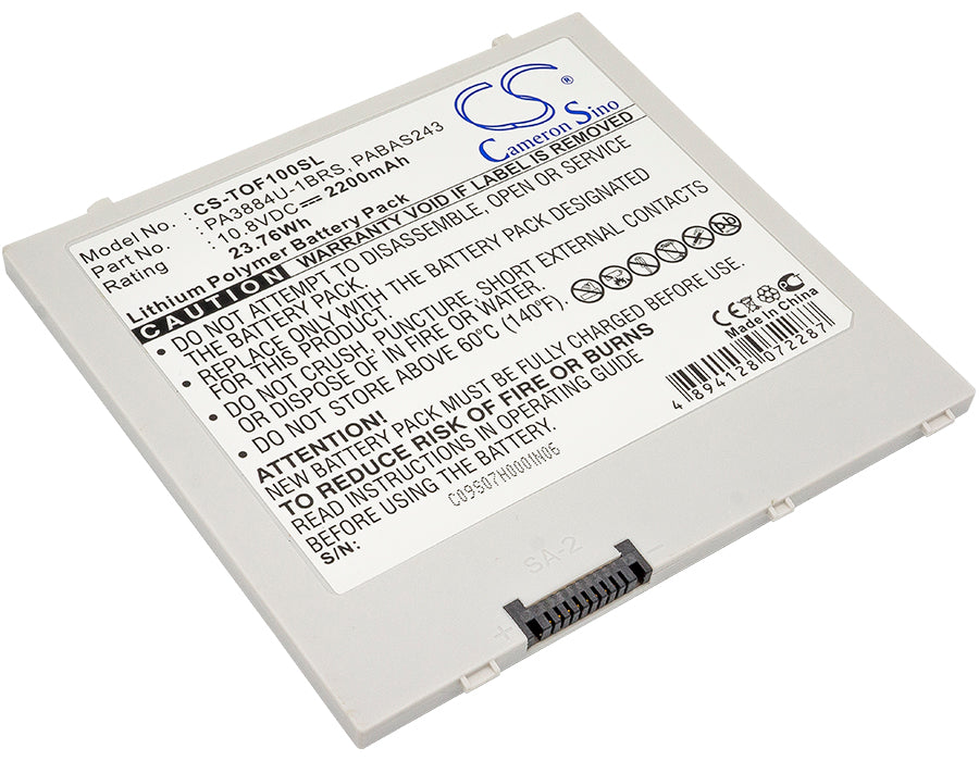 10.8V 2200mAh/23.76Wh Li-Polymer Tablet Battery for Toshiba