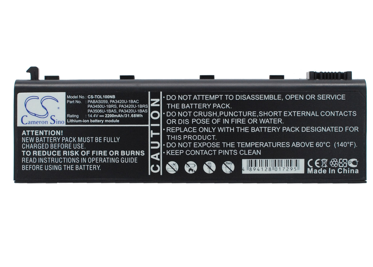 14.4V 2200mAh/31.68Wh Li-ion Notebook/Laptop Battery for Toshiba