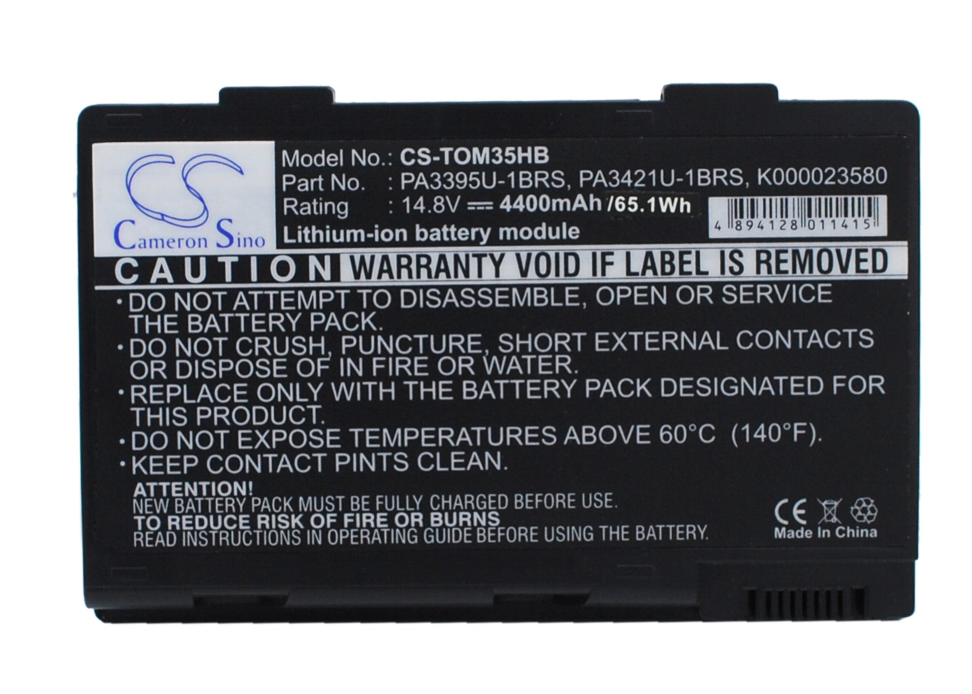 14.8V 4400mAh Li-ion Notebook/Laptop Battery for Toshiba