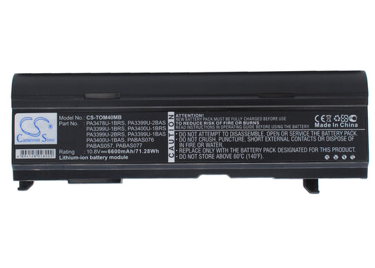 10.8V 6600mAh Li-ion Notebook/Laptop Battery for Toshiba