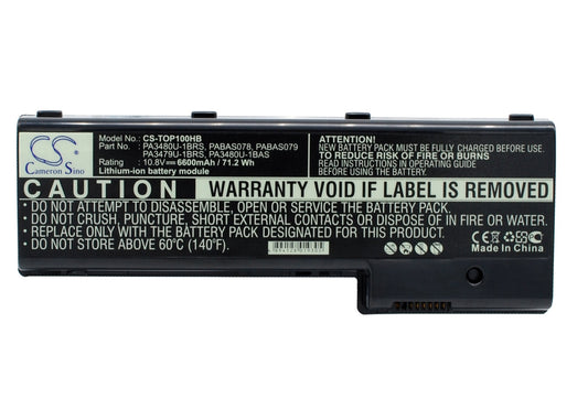 10.8V 6600mAh Li-ion Notebook/Laptop Battery for Toshiba