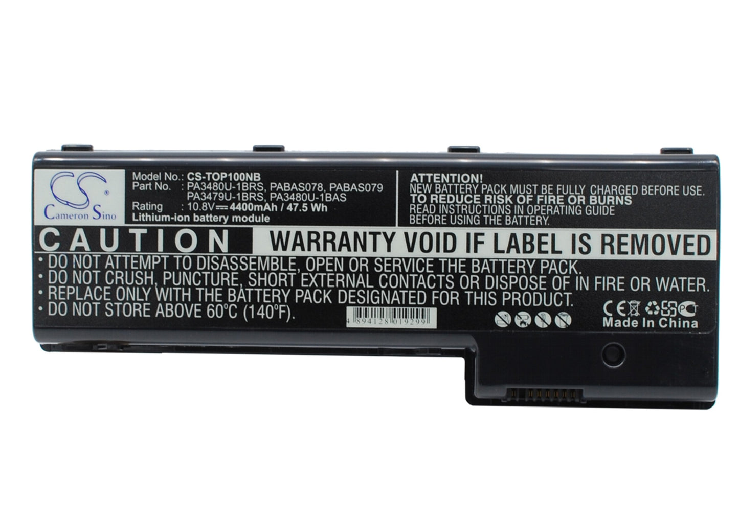 10.8V 4400mAh Li-ion Notebook/Laptop Battery for Toshiba