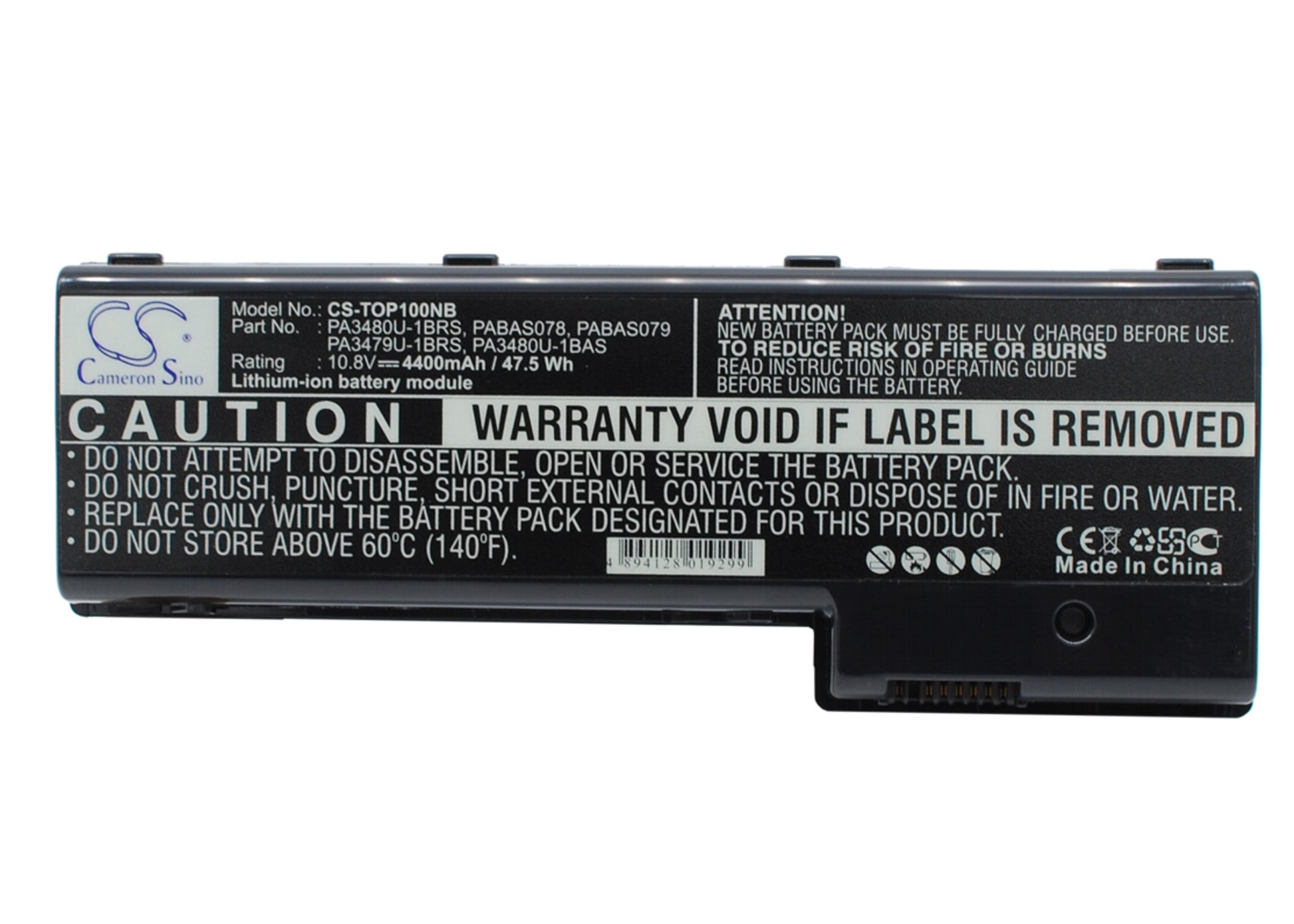 10.8V 4400mAh Li-ion Notebook/Laptop Battery for Toshiba
