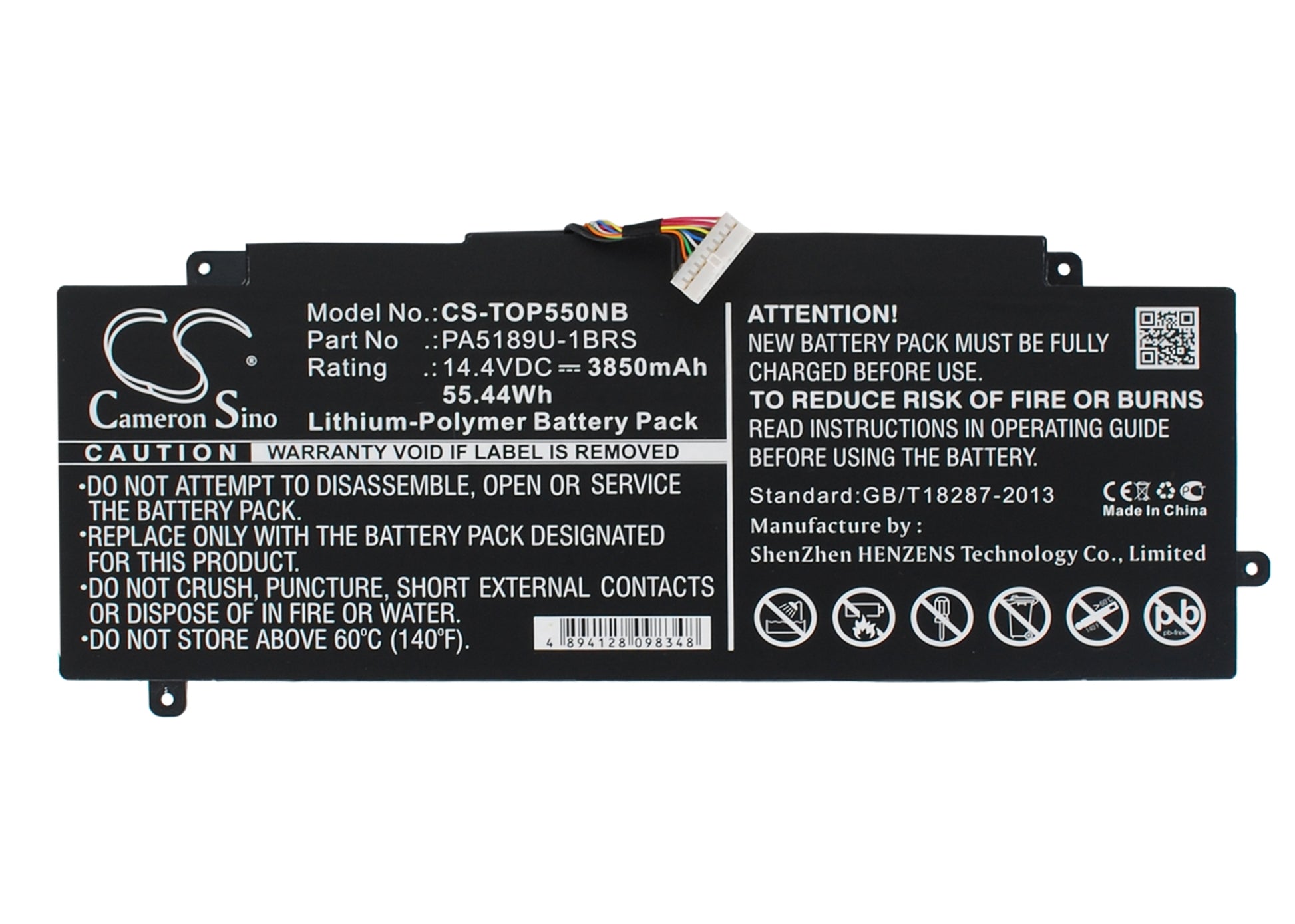 14.4V 3850mAh/55.44Wh Li-Polymer Notebook/Laptop Battery for Toshiba
