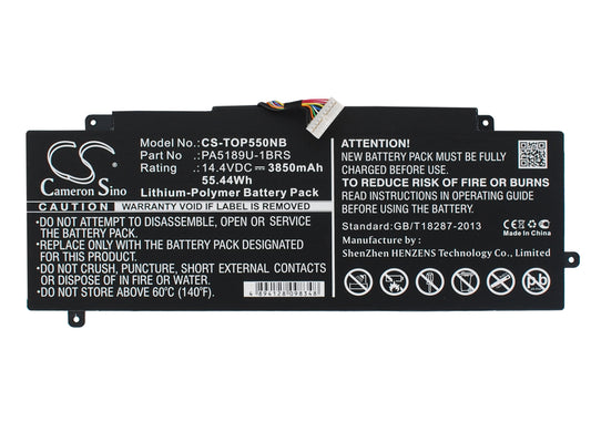 14.4V 3850mAh/55.44Wh Li-Polymer Notebook/Laptop Battery for Toshiba