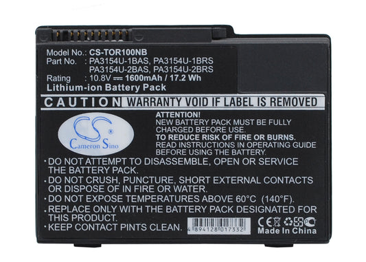 10.8V 1600mAh Li-ion Notebook/Laptop Battery for Toshiba