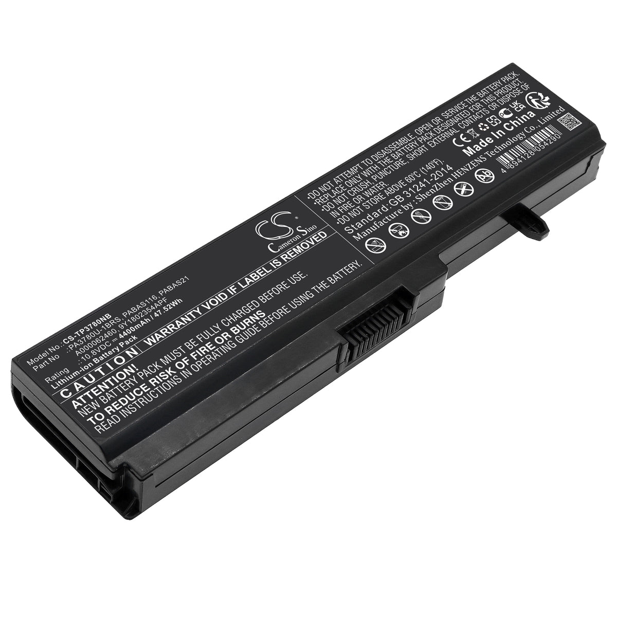 CS-TP3780NB Replacement Battery – Compatible with Portege T110, Portege T112, Portege T130, Portege T131, Portege T132, Portege T133, Satellite Pro T110, Satellite Pro T110D, Satellite Pro T110-EZ1110, Satellite Pro T130, Satellite Pro T130D, Satellite T110, Satellite T110D, Satellite T115-S1100, Satellite T115-S1105, Satellite T115-S1108, Satellite T115-S1110, Satellite T130, Satellite T130D, Satellite T135-S1300, Satellite T135-S1300RD, Satellite T135-S1300WH, Satellite T135-S1305, Satellite