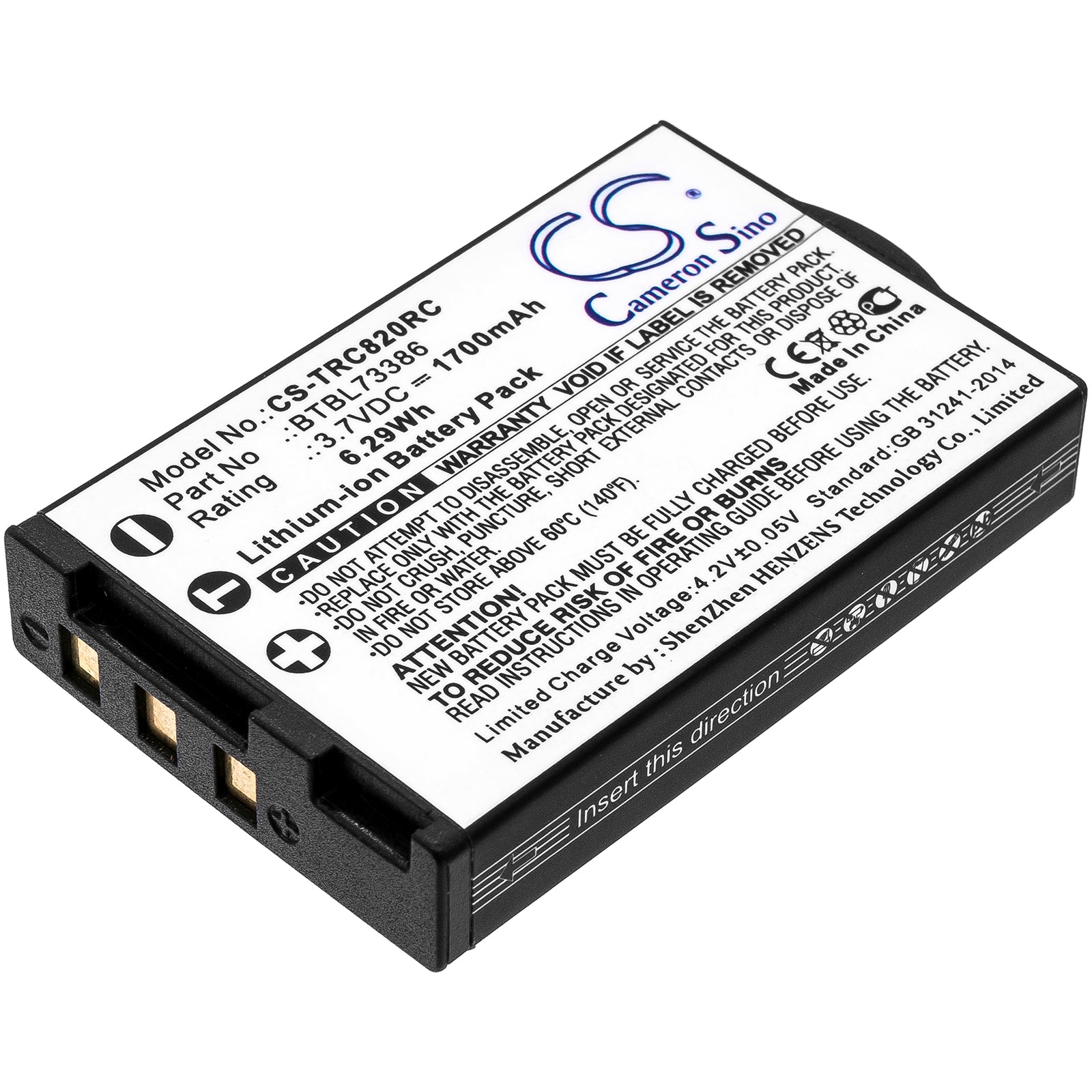 CS-TRC820RC Replacement Battery – Compatible with MXHP-R500, MXHP-R700, R100, RM-2, TRC-1080, TRC-820
