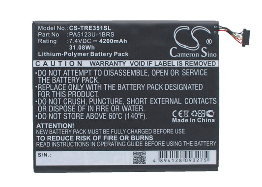 7.4VV 4200mAh/31.08Wh Li-Polymer Tablet Battery for Toshiba