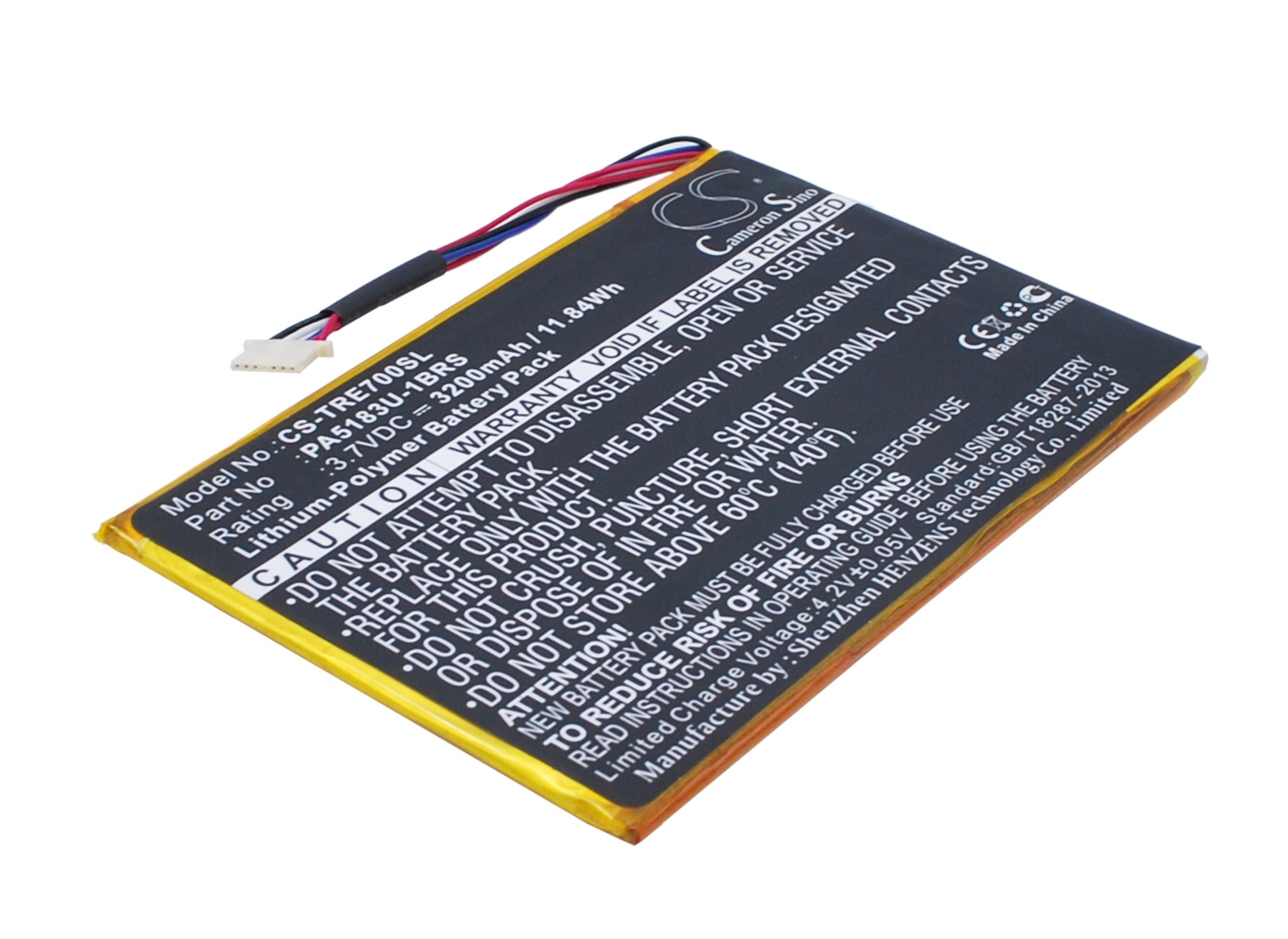 3.7V 3200mAh/11.84Wh Li-Polymer Tablet Battery for Toshiba