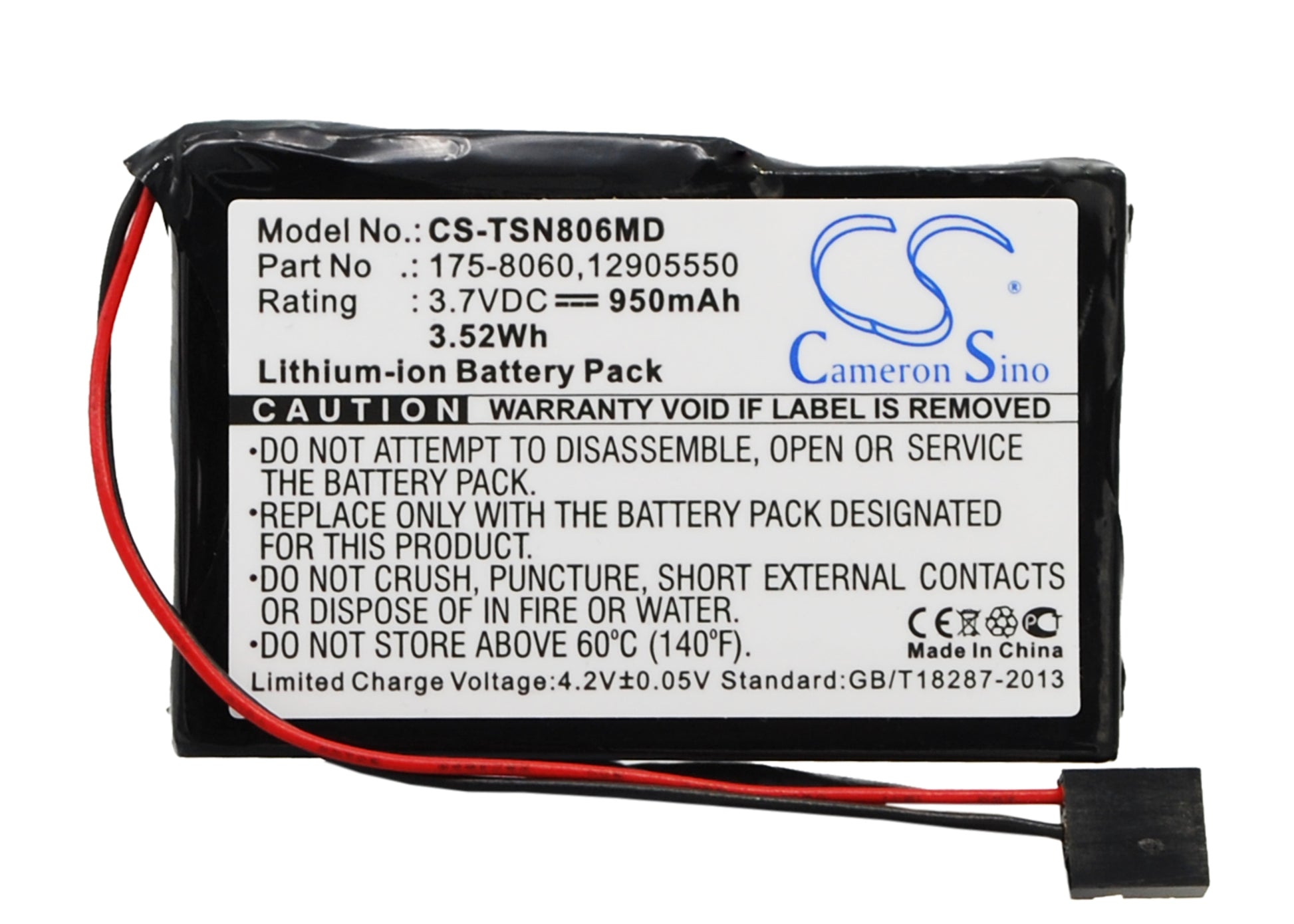 3.7V 950mAh/3.52Wh Li-ion Medical Battery for Finnpipette