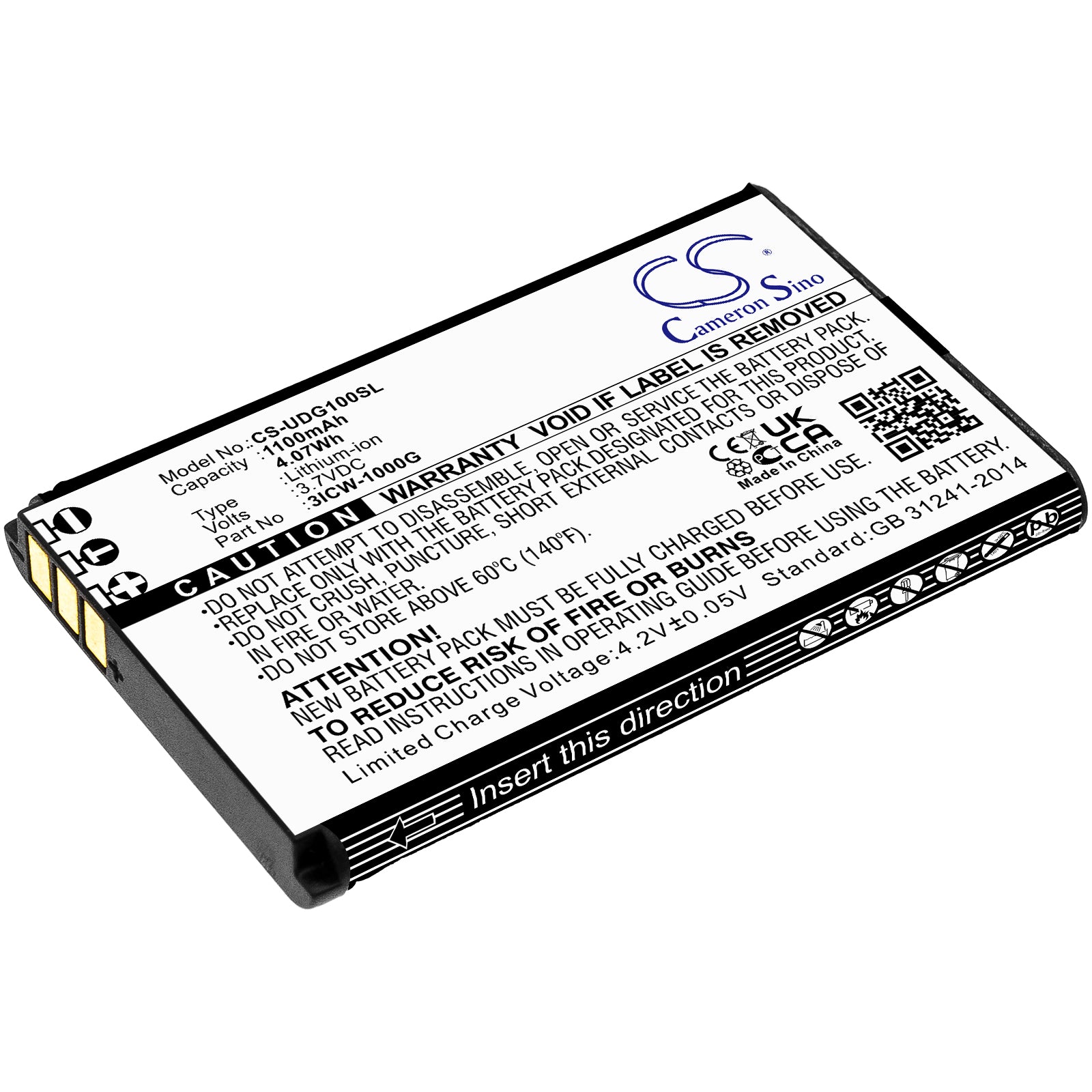 CS-UDG100SL Replacement Battery – Compatible with ICW-1000G, WPU-7800