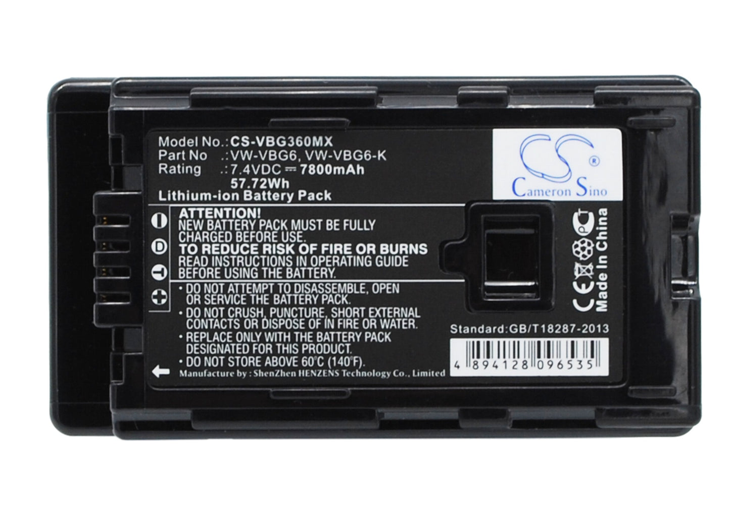 7.4V 7800mAh/57.72Wh Li-ion Camera Battery for Panasonic
