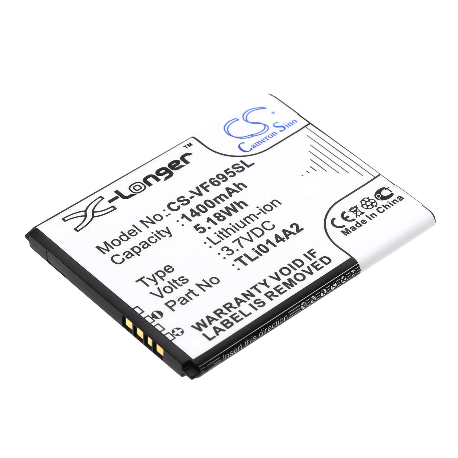 3.7V 1400mAh/5.18Wh Li-ion Mobile/SmartPhone Battery for Vodafone