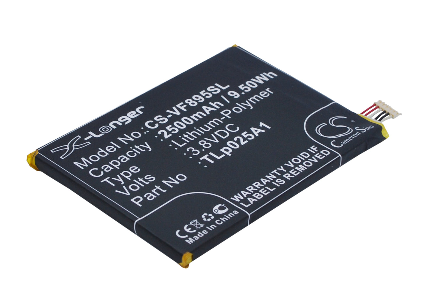 3.8V 2500mAh/9.50Wh Li-Polymer Mobile/SmartPhone Battery for Alcatel