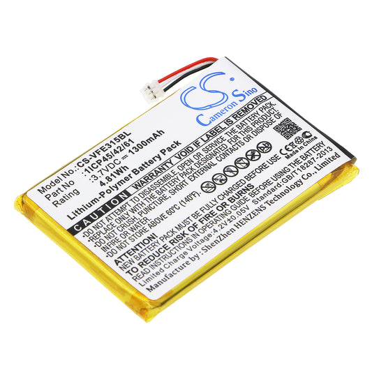 3.7V 1300mAh/4.81Wh Li-Polymer Payment Terminal Battery for Verifone