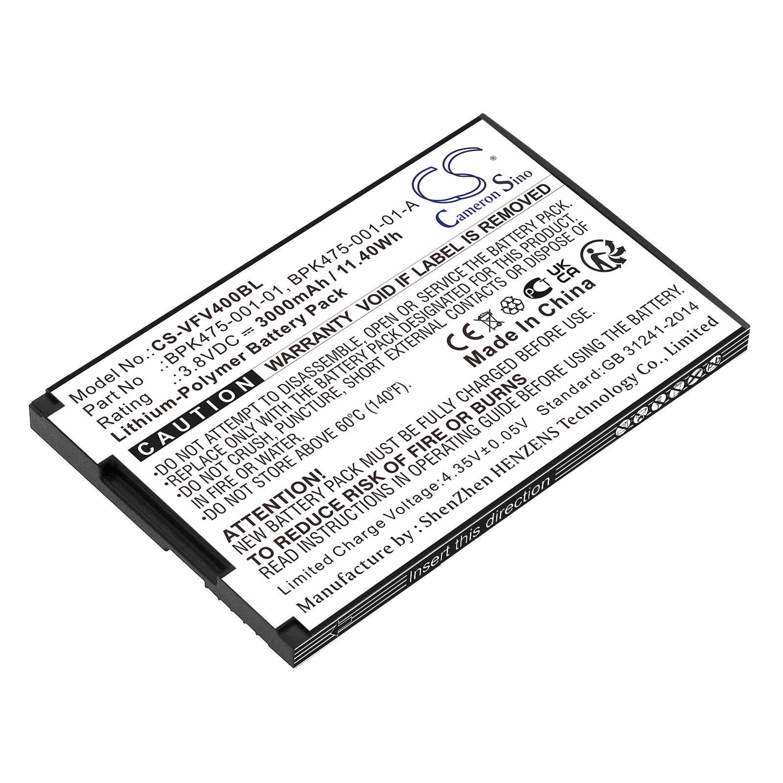 CS-VFV400BL Replacement Battery – Compatible with M435-003-04-NAA-S, V400M, V400M Plus 4G