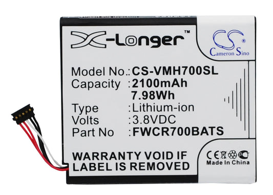 3.8V 2100mAh/7.98Wh Li-ion Hotspot Battery for Franklin Wireless