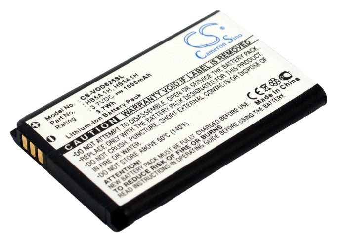 3.7V 1000mAh/3.7Wh Li-ion Mobile/SmartPhone Battery for Vodafone