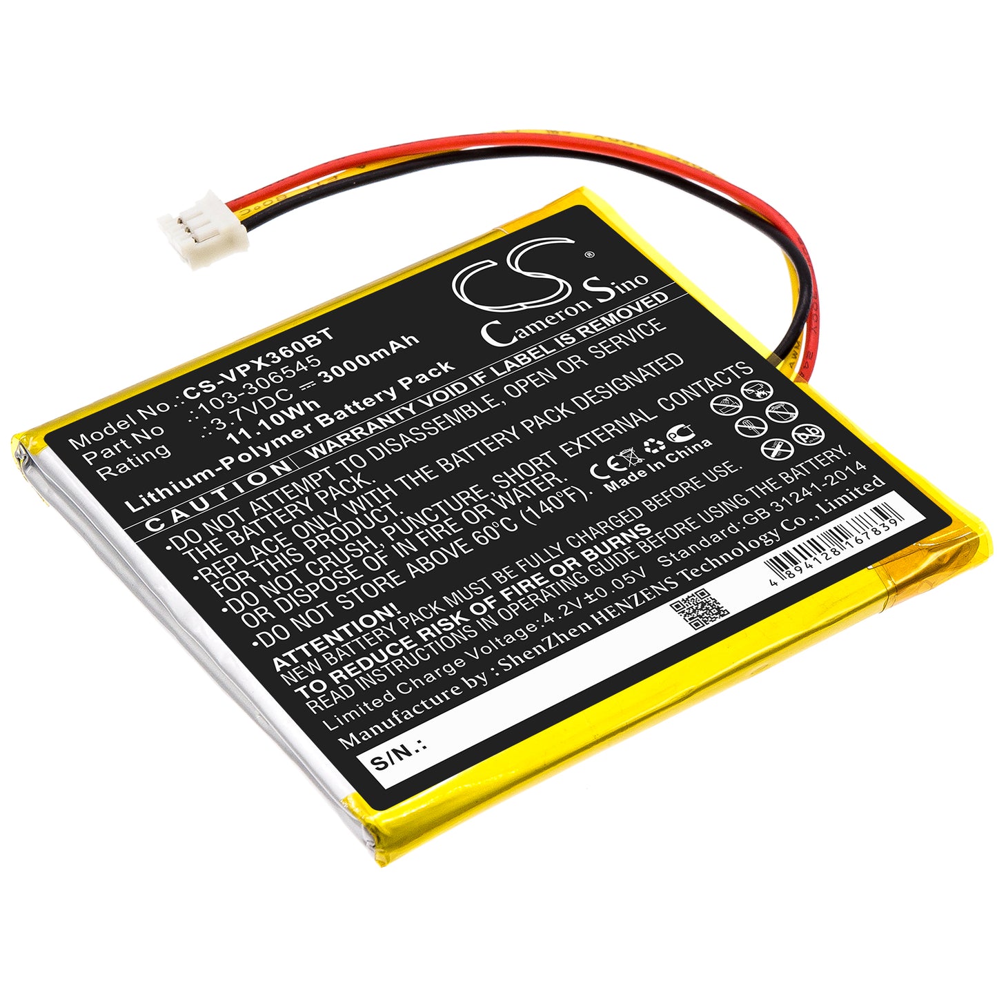 CS-VPX360BT Replacement Battery – Compatible with PowerMaster 360R