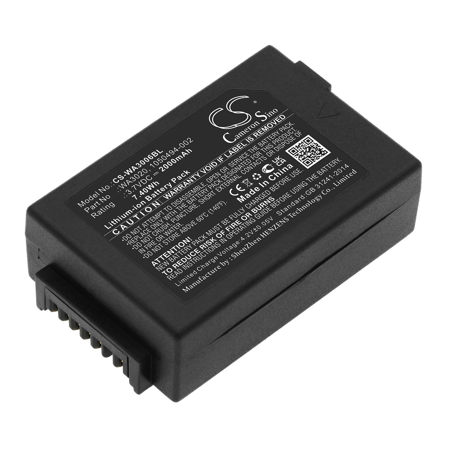 3.7V 2000mAh/7.40Wh Li-ion Barcode/Scanner Battery for Pantone