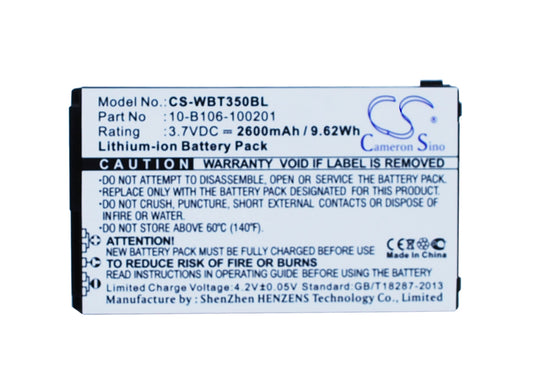 3.7V 2600mAh/9.62Wh Li-ion Payment Terminal Battery for Widefly