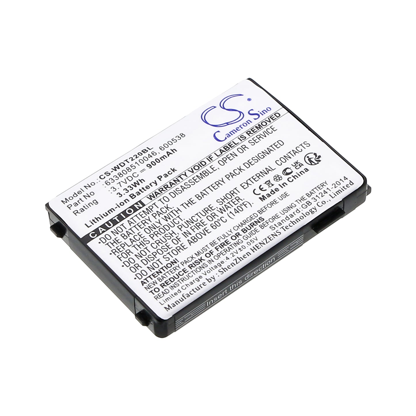 3.7V 900mAh/3.33Wh Li-ion Barcode/Scanner Battery for PSC