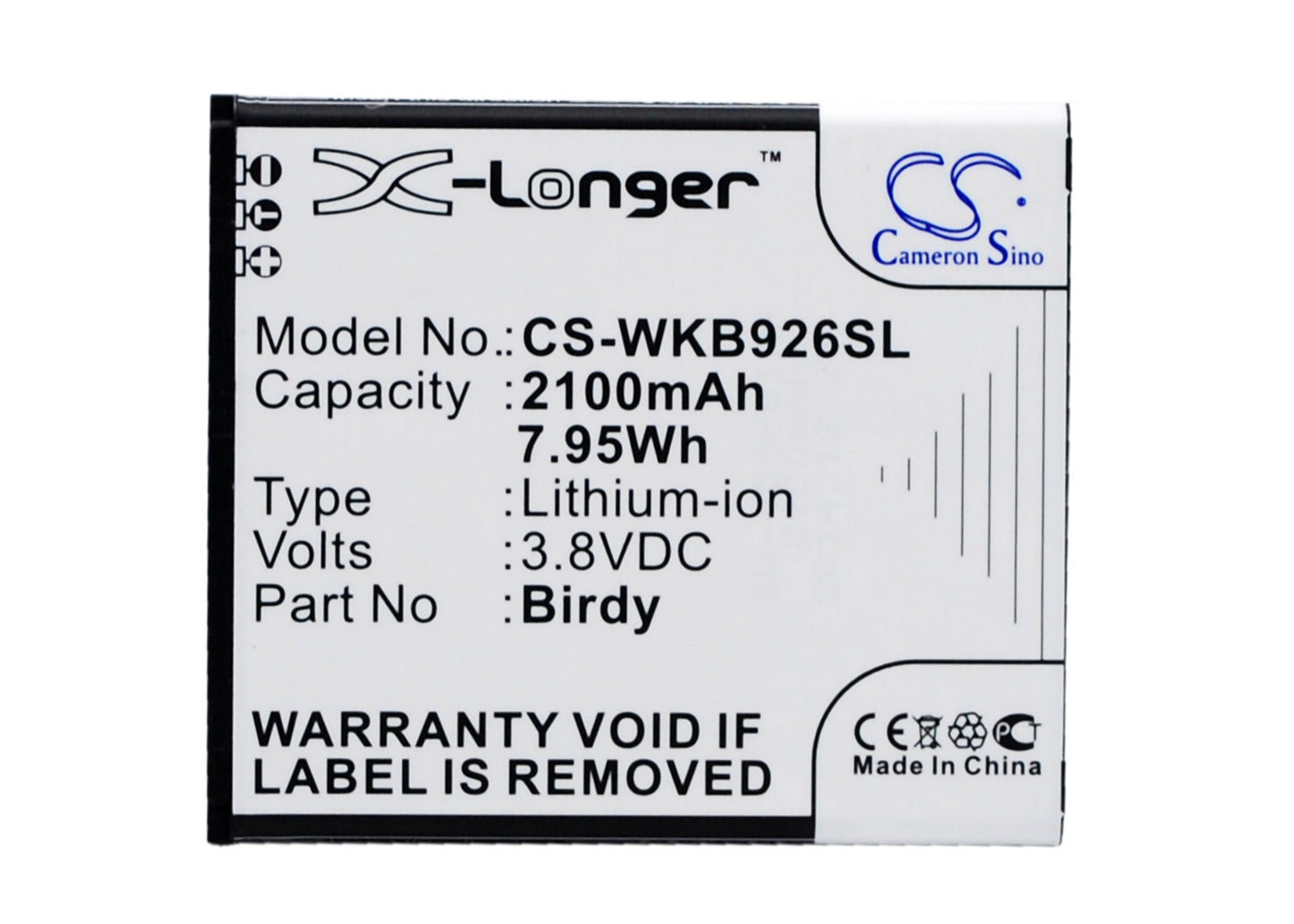 3.8V 2100mAh/7.98Wh Li-ion Mobile/SmartPhone Battery for WIKO