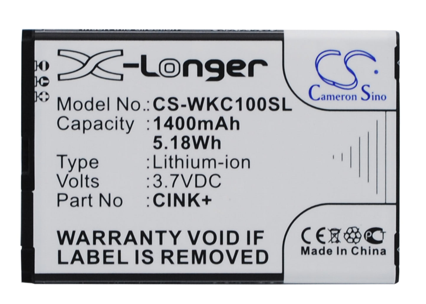3.7V 1400mAh/5.18Wh Li-ion Mobile/SmartPhone Battery for WIKO