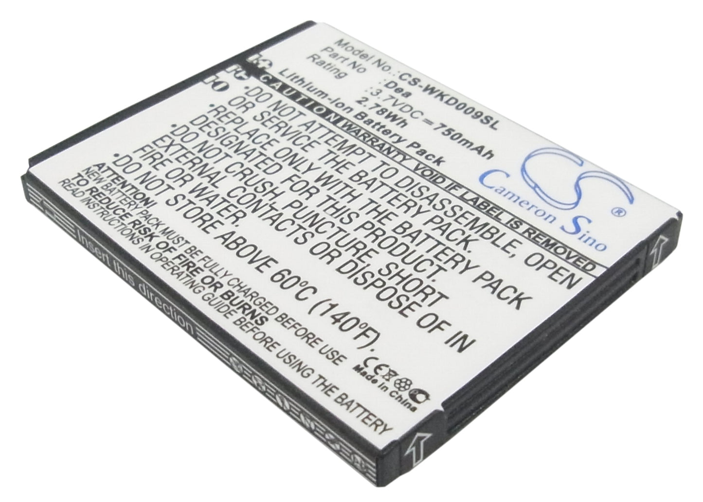 3.7V 750mAh/2.78Wh Li-ion Mobile/SmartPhone Battery for WIKO