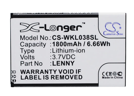 3.7V 1800mAh/6.66Wh Li-ion Mobile/SmartPhone Battery for WIKO