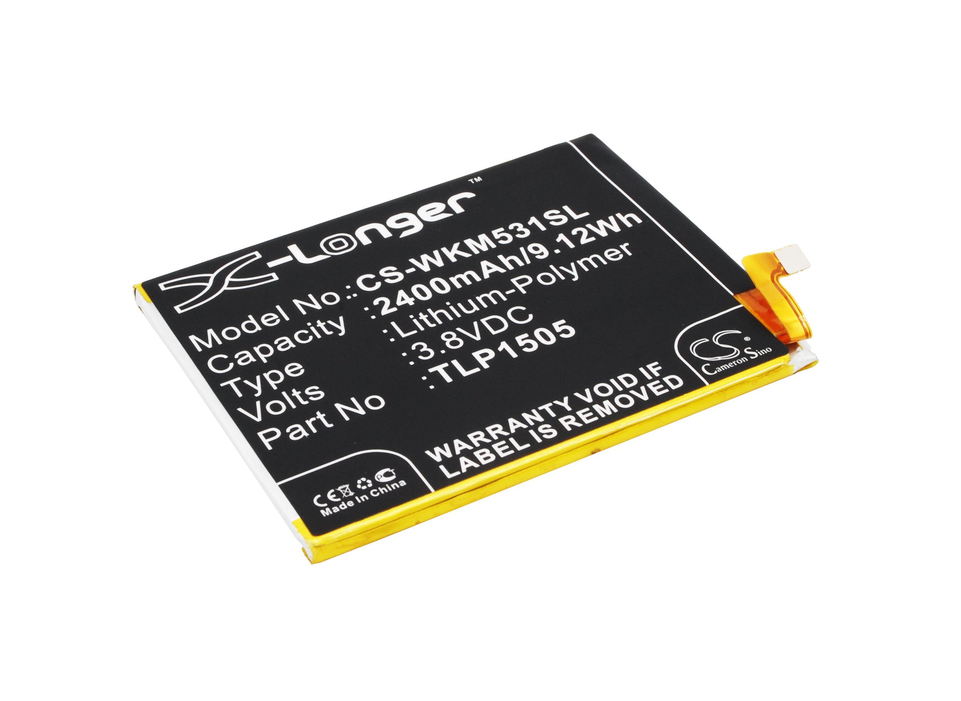3.8V 2400mAh/9.12Wh Li-Polymer Mobile/SmartPhone Battery for WIKO