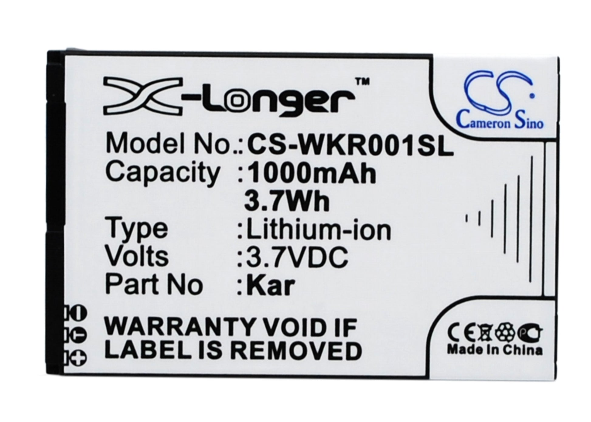 3.7V 1000mAh/3.70Wh Li-ion Mobile/SmartPhone Battery for WIKO