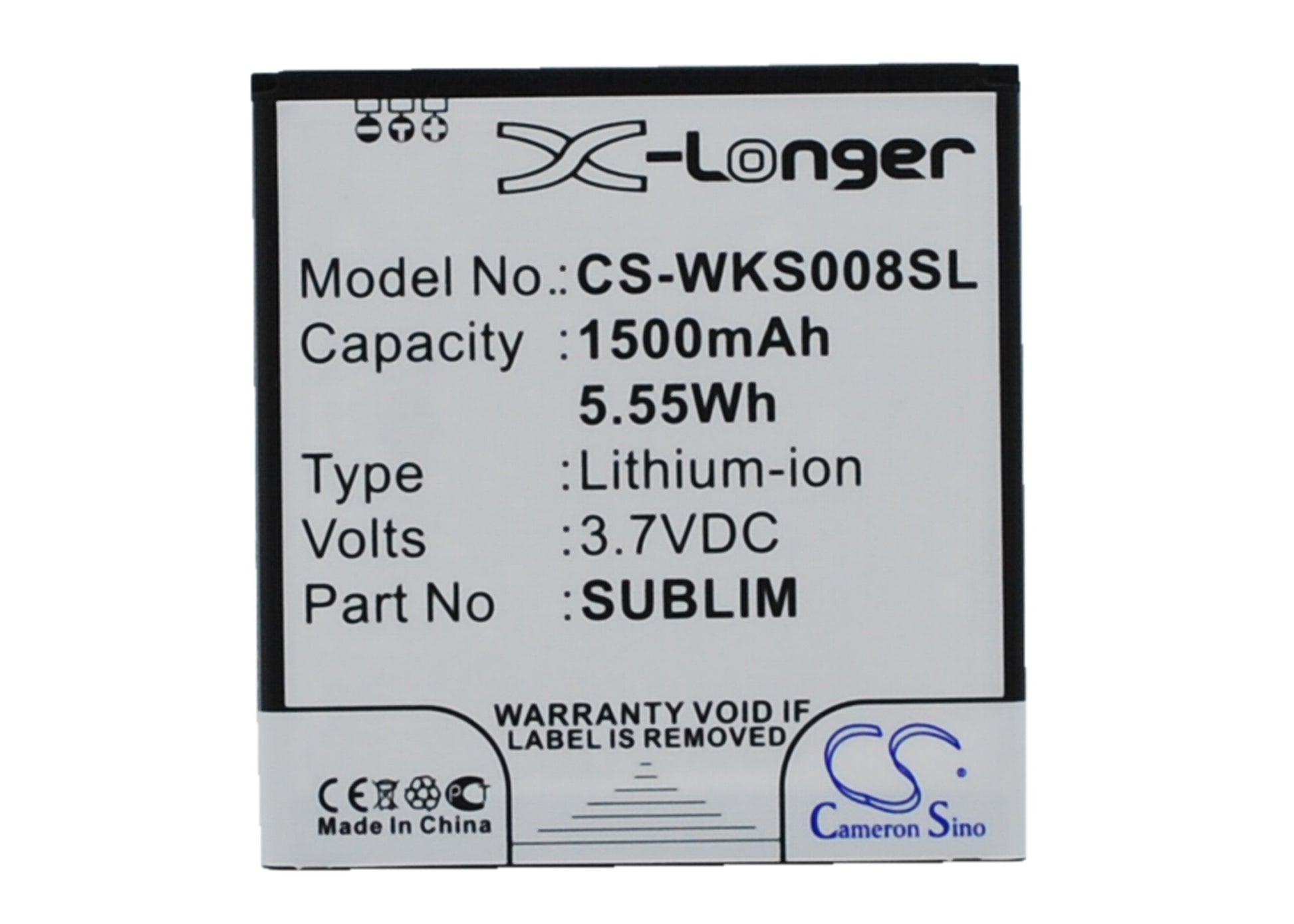 3.7V 1500mAh/5.55Wh Li-ion Mobile/SmartPhone Battery for WIKO