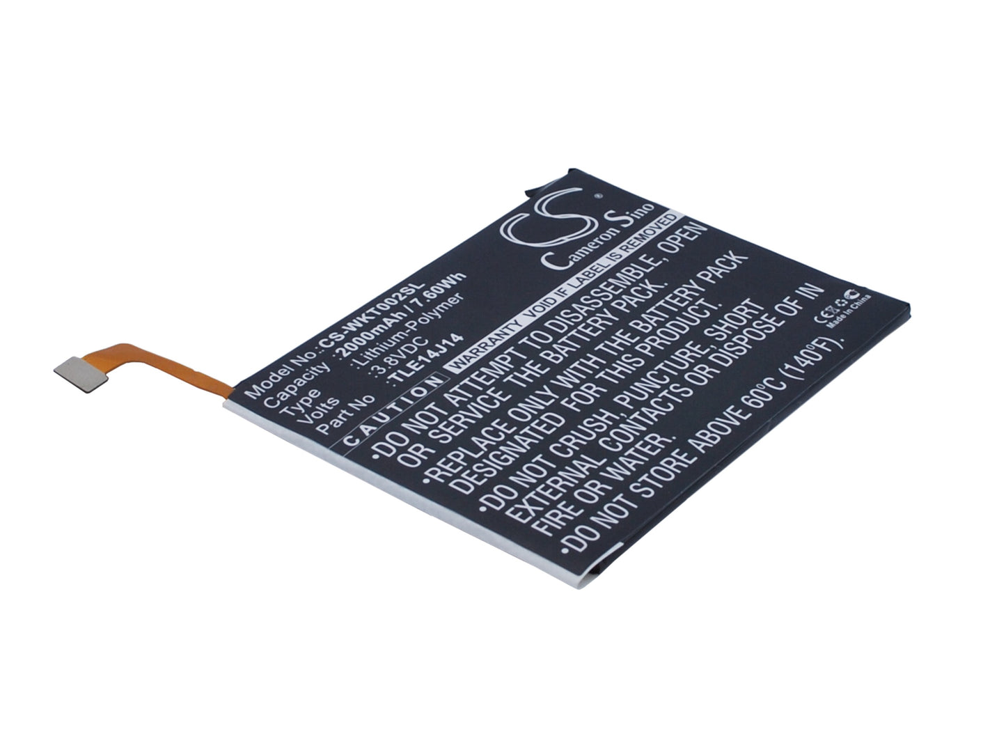 3.8V 2000mAh/7.60Wh Li-Polymer Mobile/SmartPhone Battery for WIKO