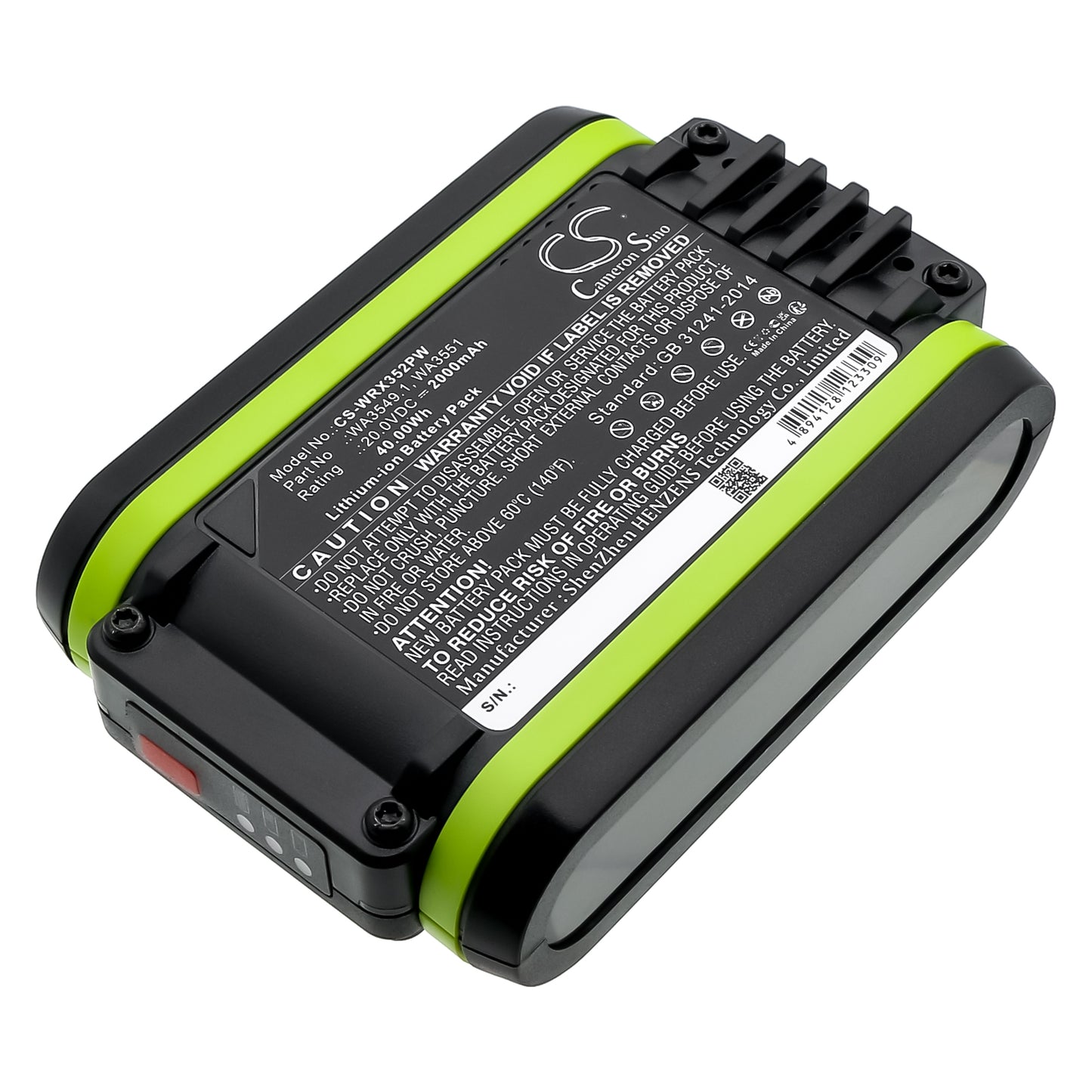 20V 2000mAh/40.00Wh Li-ion Power Tools Battery for Worx