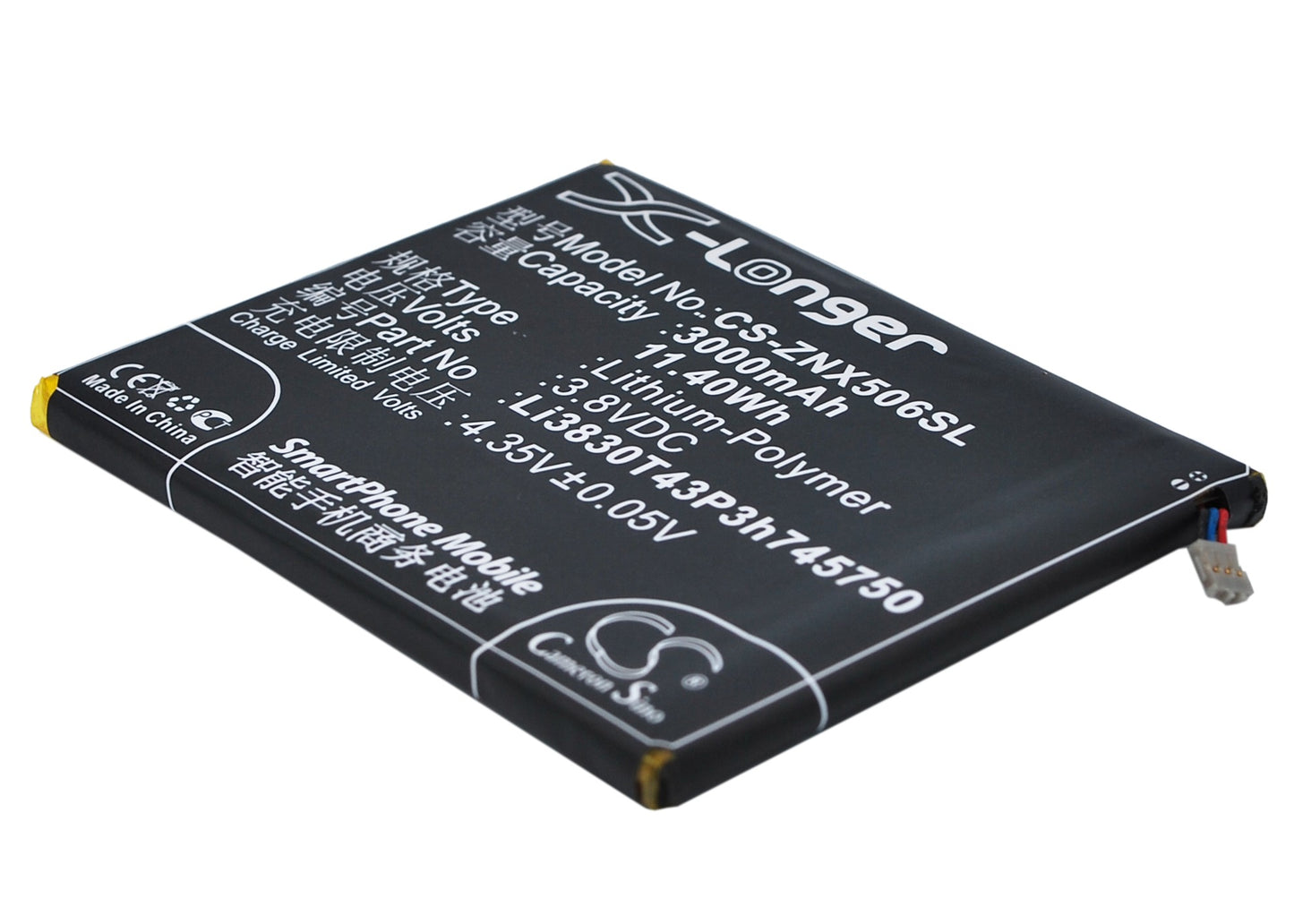 3.8V 3000mAh/11.40Wh Li-Polymer Mobile/SmartPhone Battery for ZTE