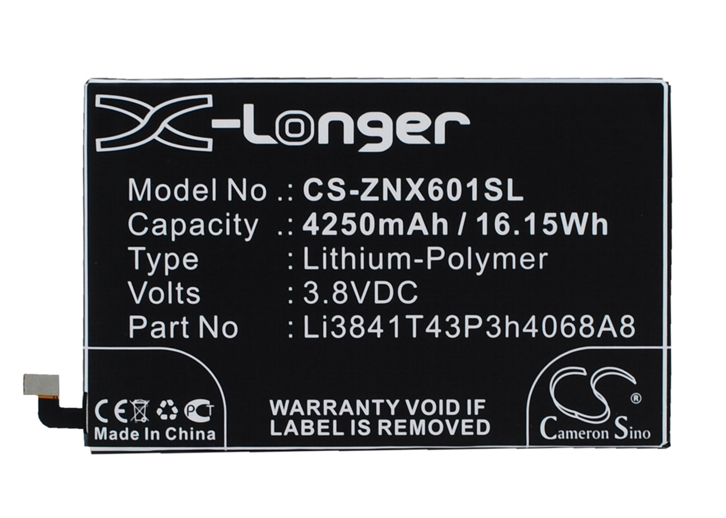3.8VV 4250mAh/16.15Wh Li-Polymer Mobile/SmartPhone Battery for ZTE